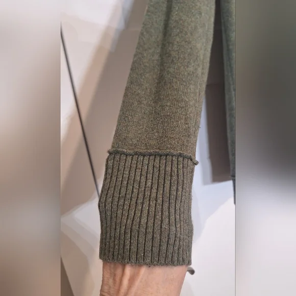 Eddie Bauer Shawl Collar Wool Blend Pullover Sweater V Neck Olive Green Large - Picture 5 of 7